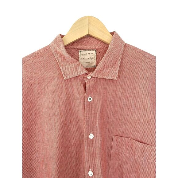 Billy Reid Button Up Linen Blend Pink Striped Long Sleeve Shirt Top Size XXL - Picture 3 of 7